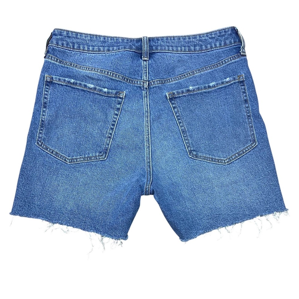 Old Navy OG Straight High Rise Button Fly Distressed Denim Shorts Preppy Blue 12 - Picture 3 of 9